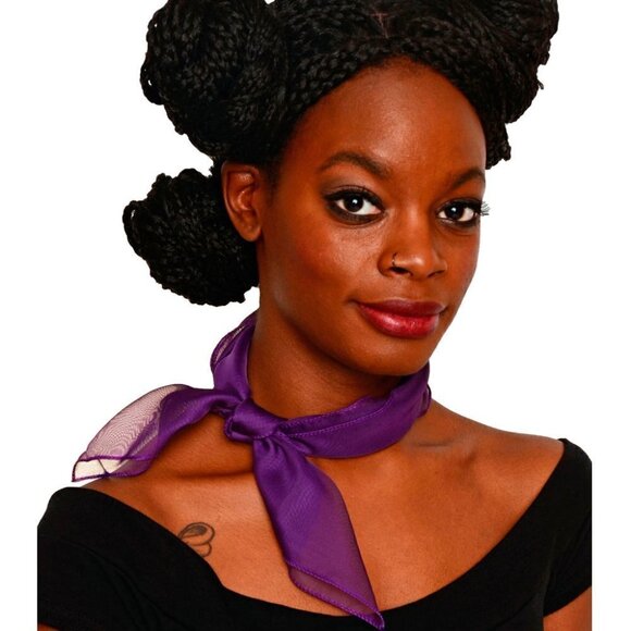 Purple Sheer Chiffon Scarf 50s Style for Head Neck Costume 21" Square - Hey Viv - Picture 3 of 7